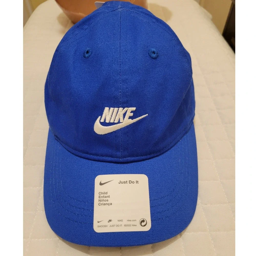 Nike Child Adjustable Baseball Futura Club Cap Royal Blue White Logo Classic Fun